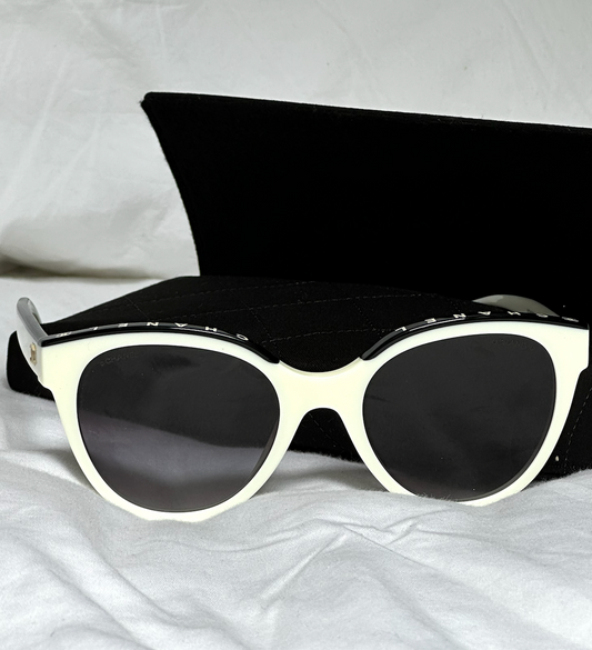 Chanel White Oval Sunglasses